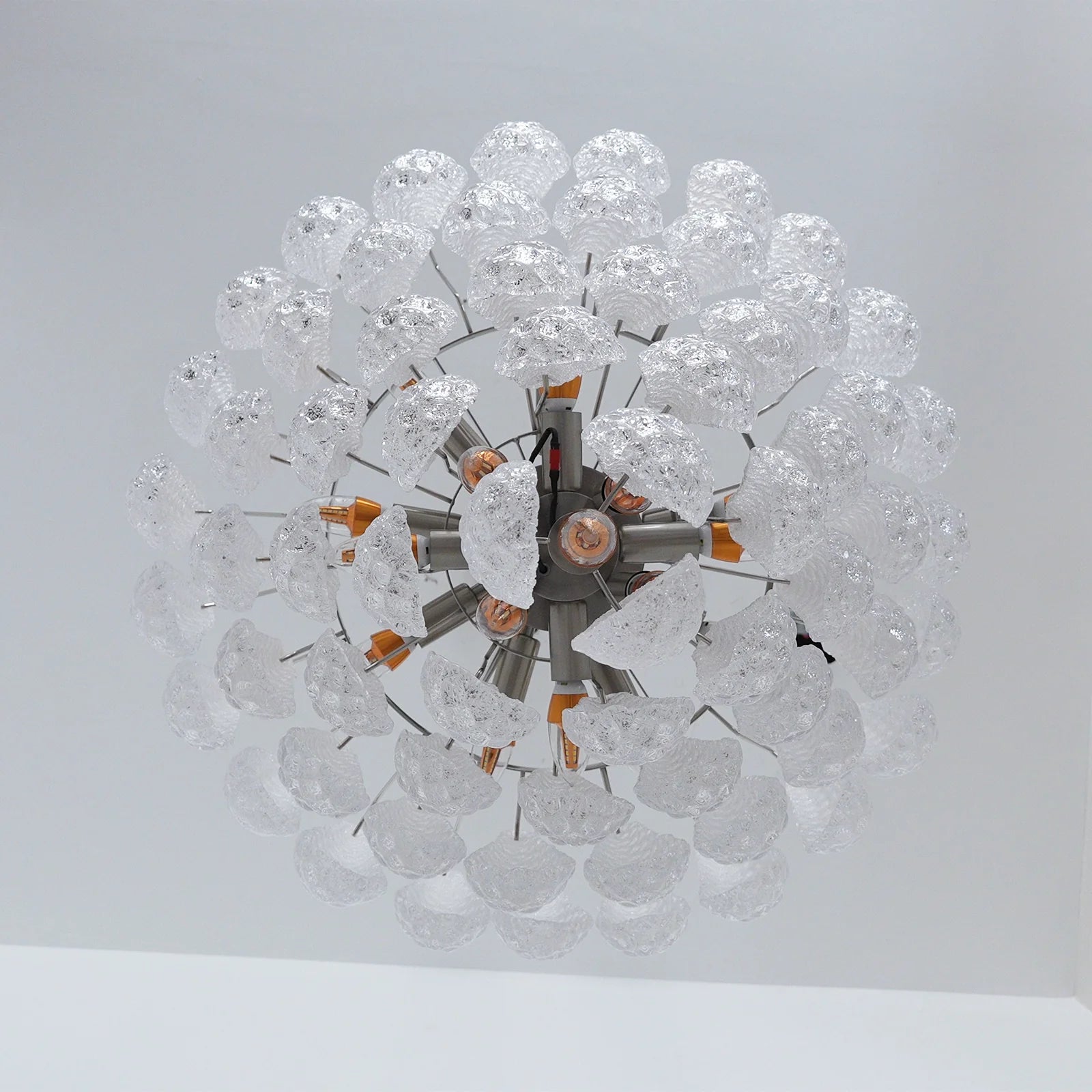 Vintage Transparent Murano Glass Petals Drop Chandelier