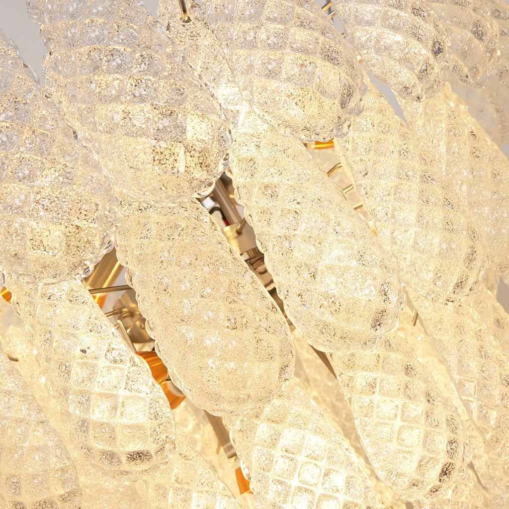 Vintage Transparent Murano Glass Petals Drop Chandelier