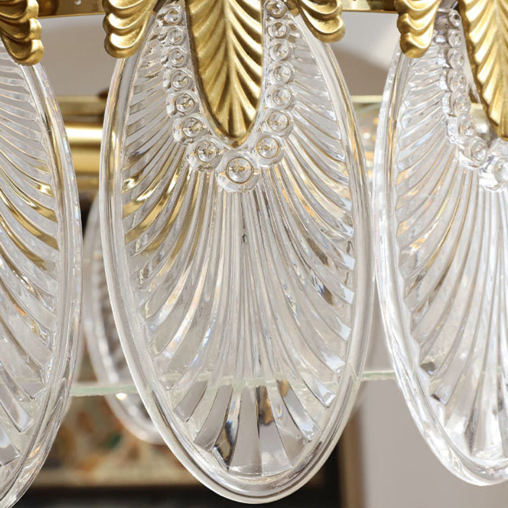 Vintage Glass Leaf Round Chandelier