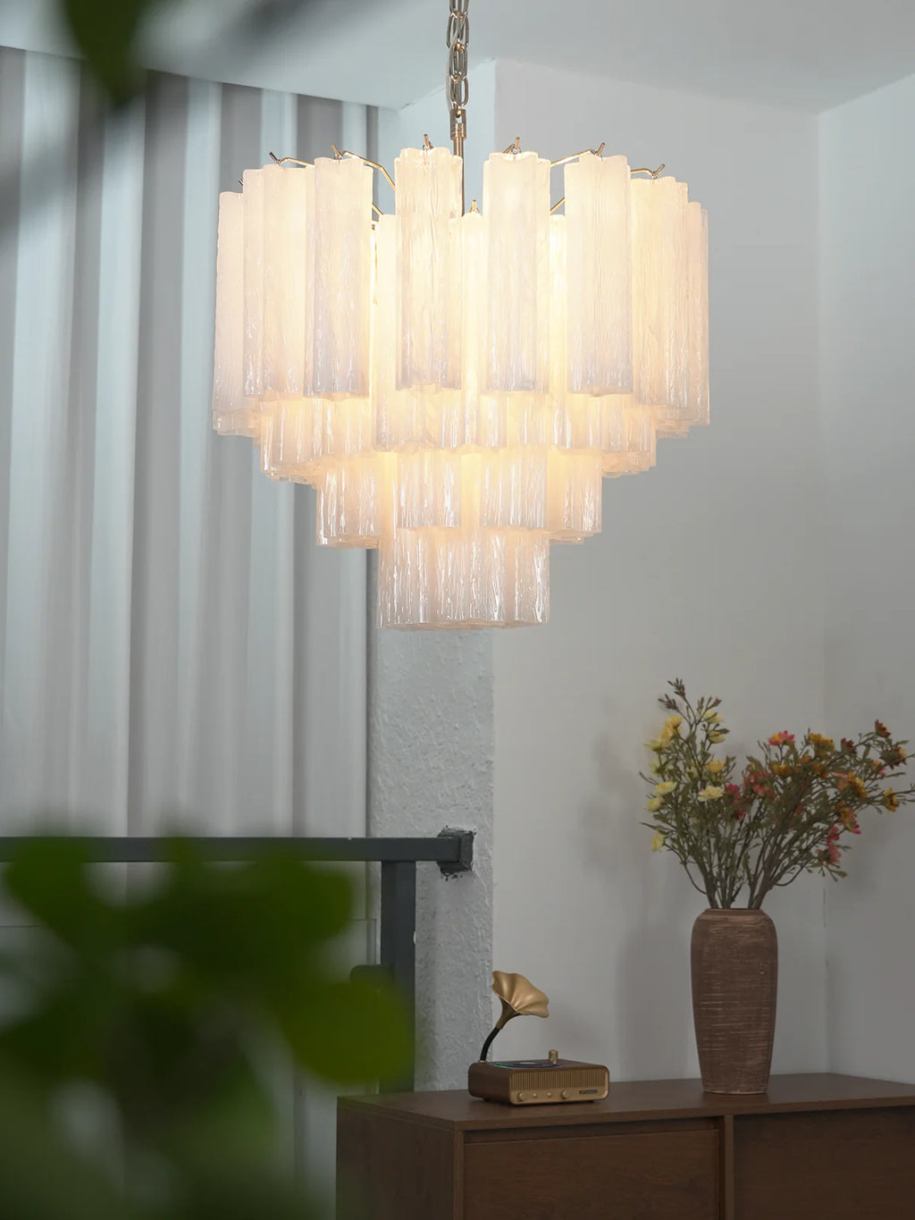 Star Shaped Tube White Clouds Glass Chandelier