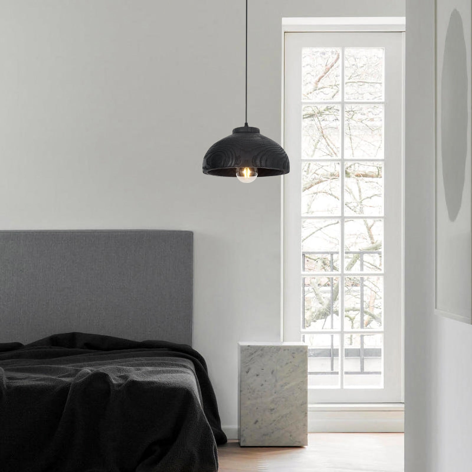 Wood Grain Resin Dome Pendant Light