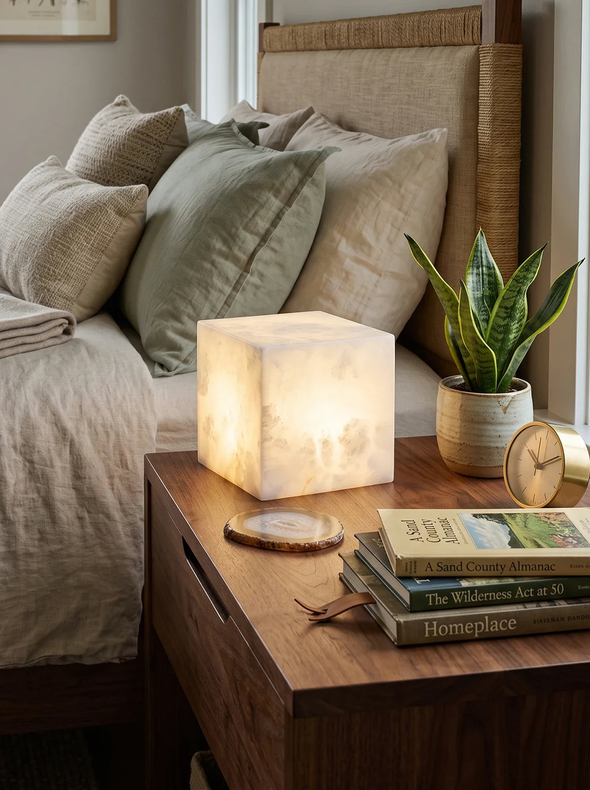 Alabaster Cubic Table Lamp
