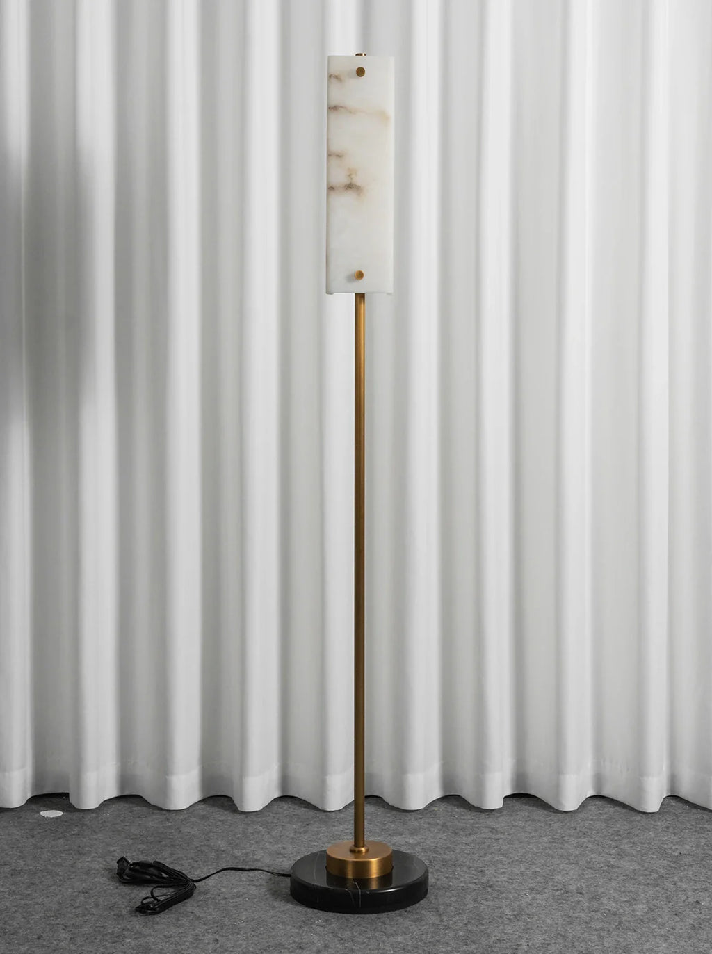 Alabaster Years Black Marble Floor Lamp