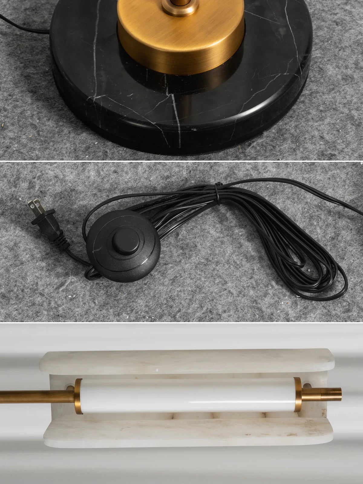 Alabaster Years Black Marble Floor Lamp