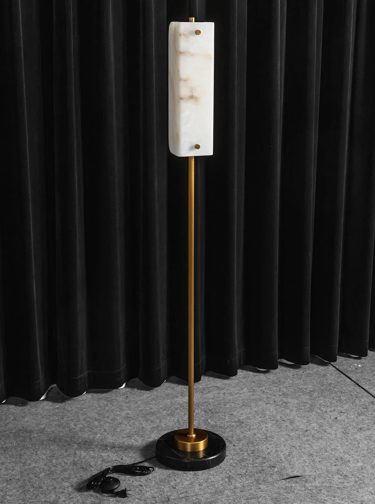 Alabaster Years Black Marble Floor Lamp