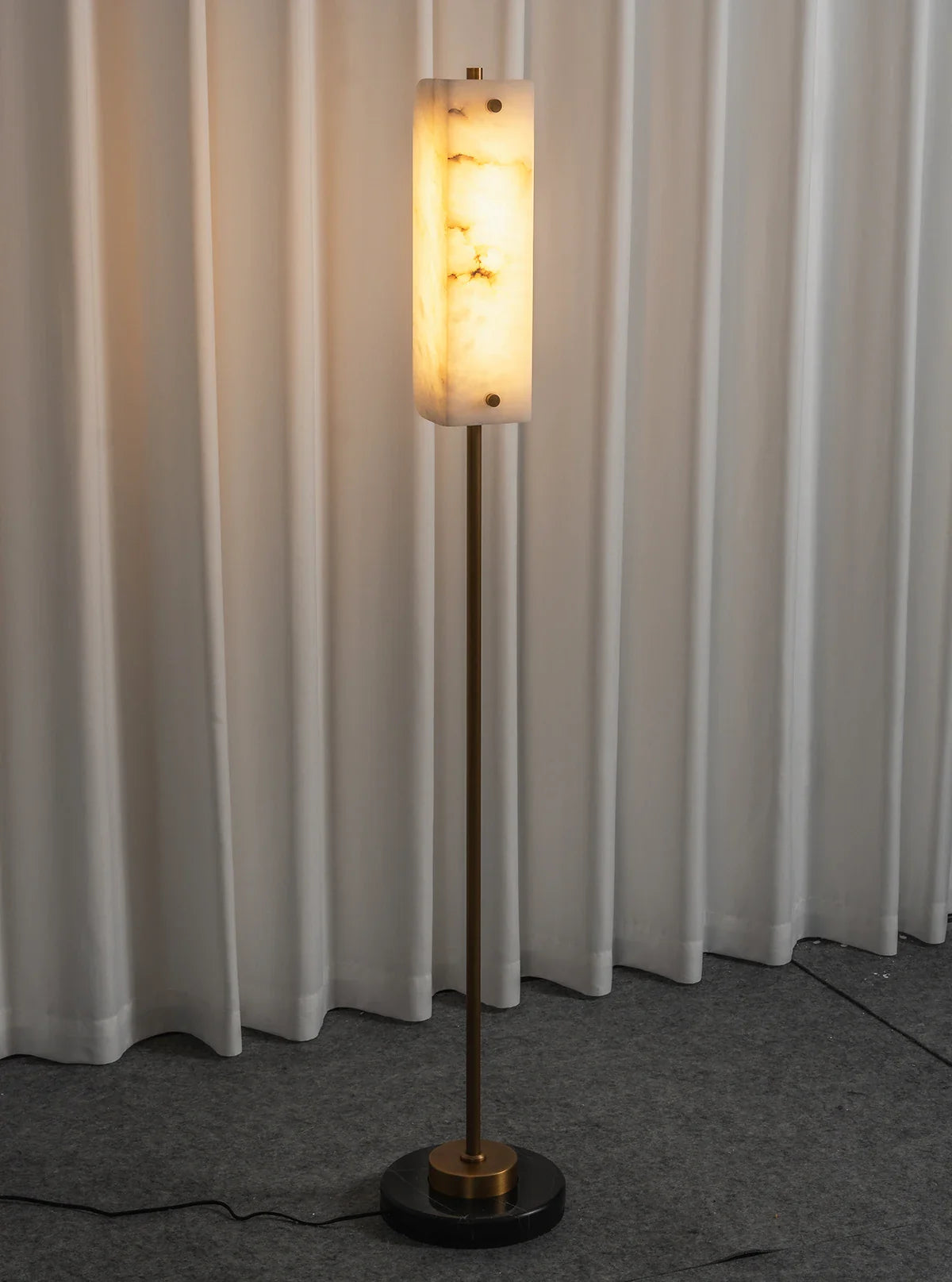 Alabaster Years Black Marble Floor Lamp