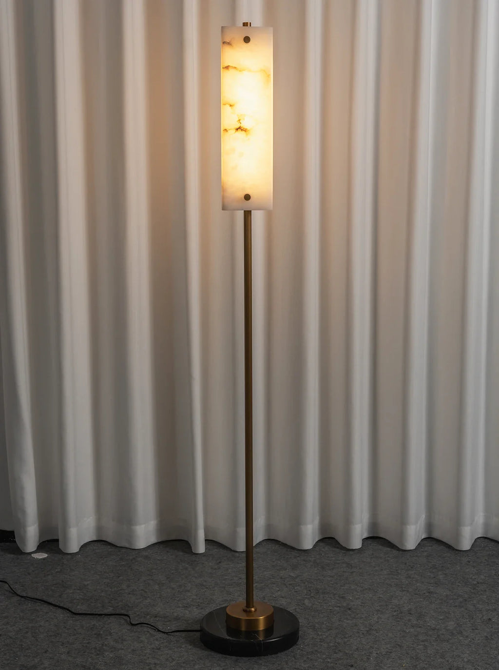Alabaster Years Black Marble Floor Lamp