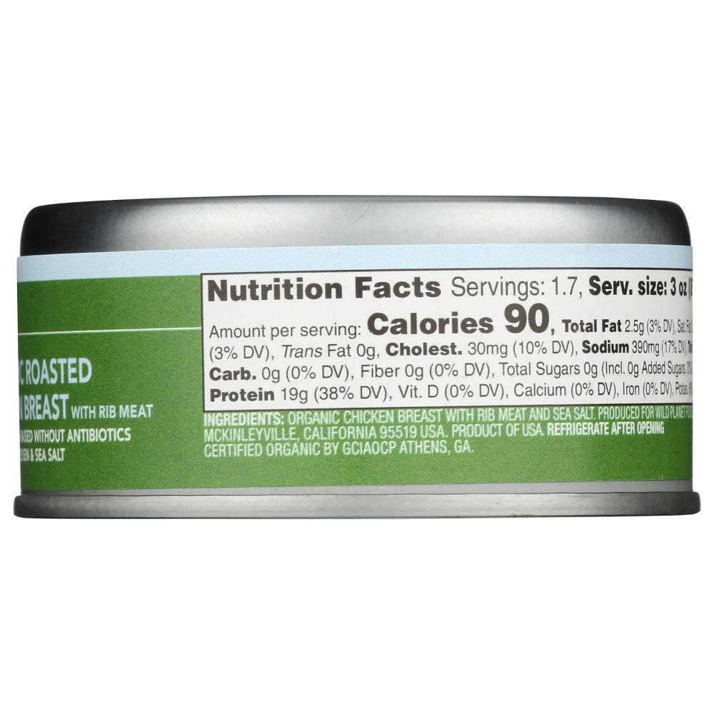 WILD PLANET: Organic Roasted Chicken Breast with Rib Meat, 5 oz