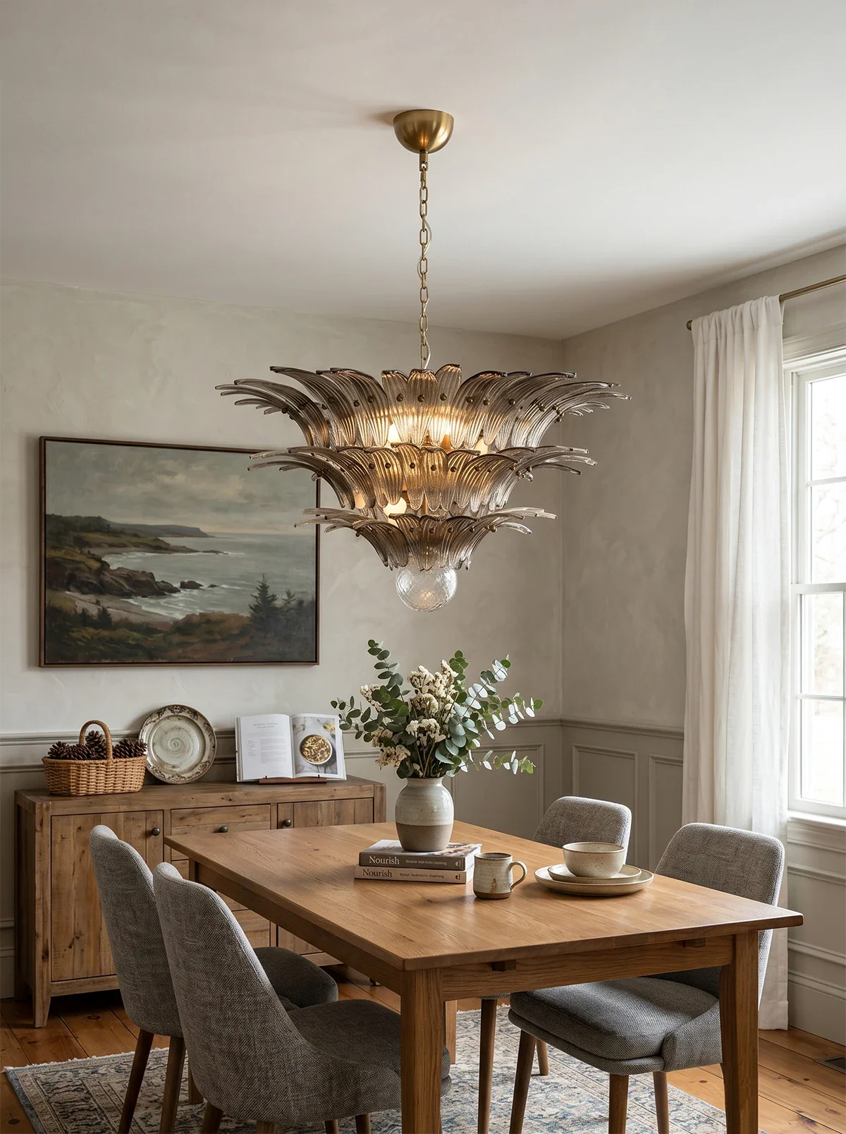 Beautifully Murano Palmette Smoked Chandelier