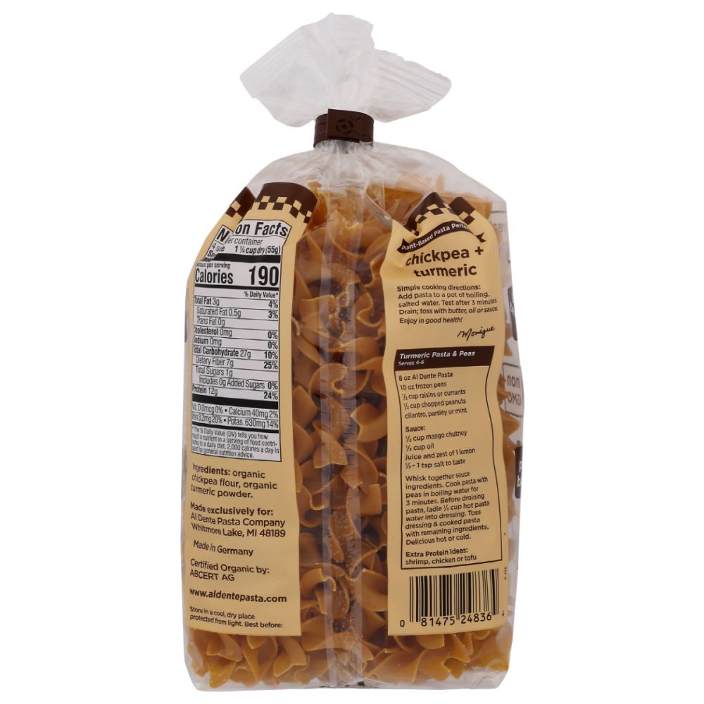 AL DENTE: Chickpea Turmeric Pasta, 8 oz