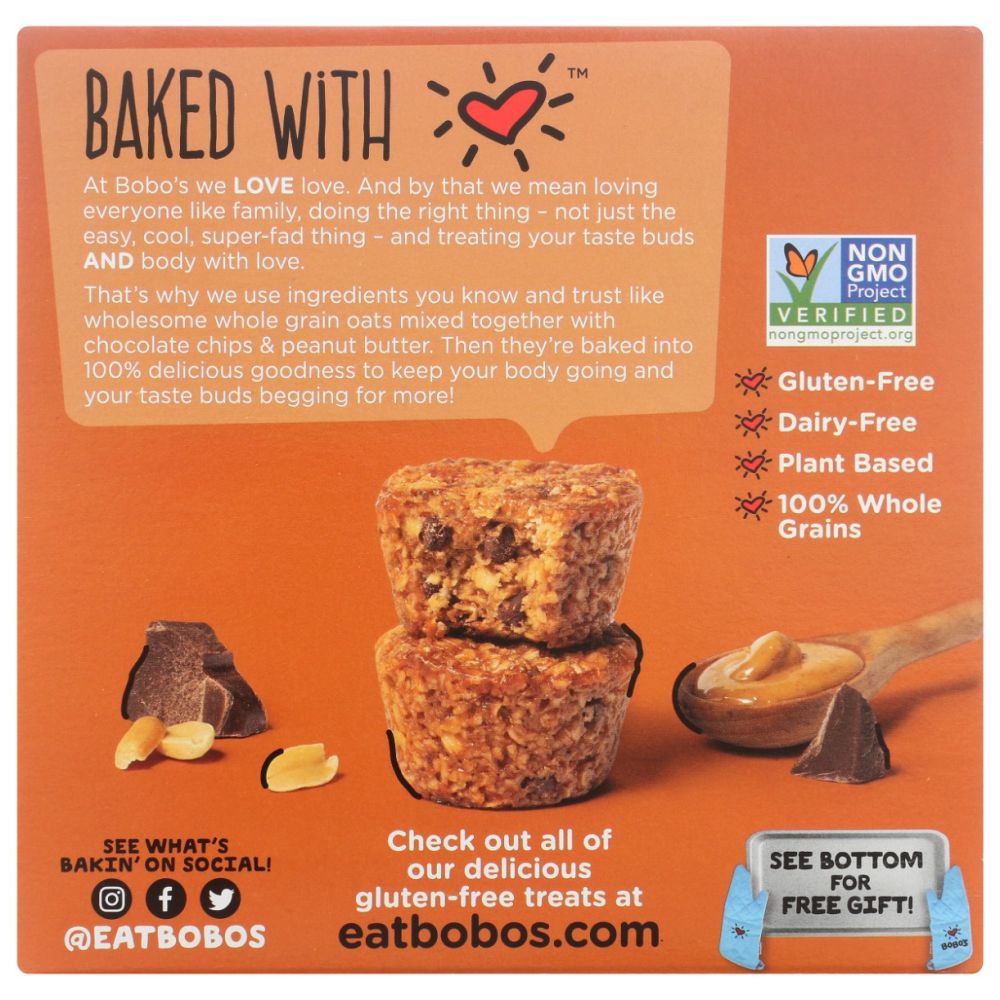 BOBOS OAT BARS: Peanut Butter Chocolate Chip Oat Bites, 6.5 oz