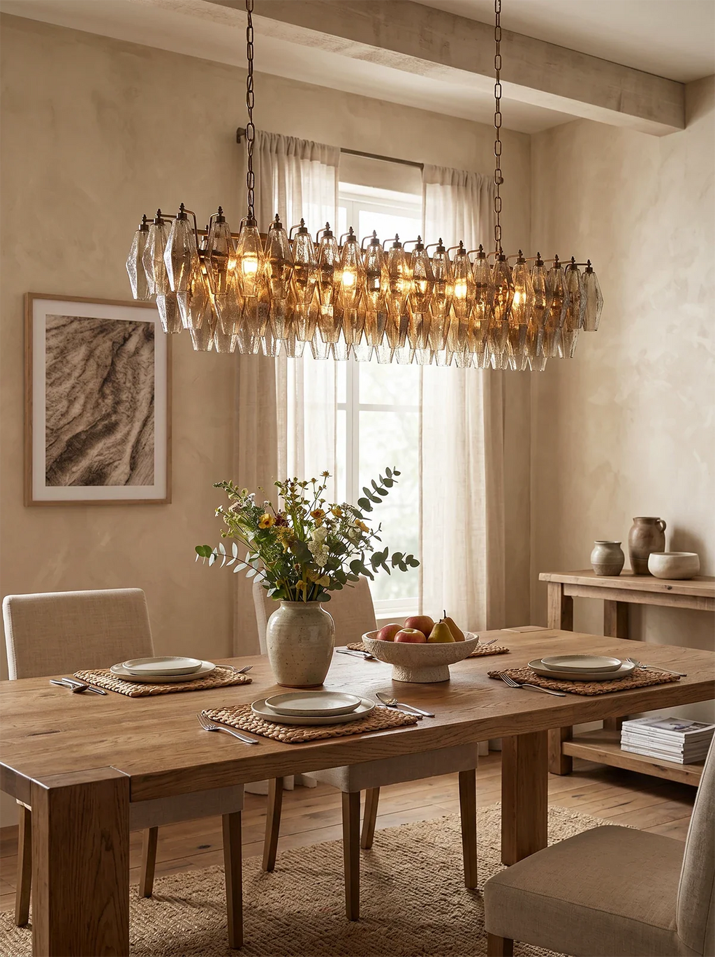 Elegant Smoked Murano Poliedri Chandelier