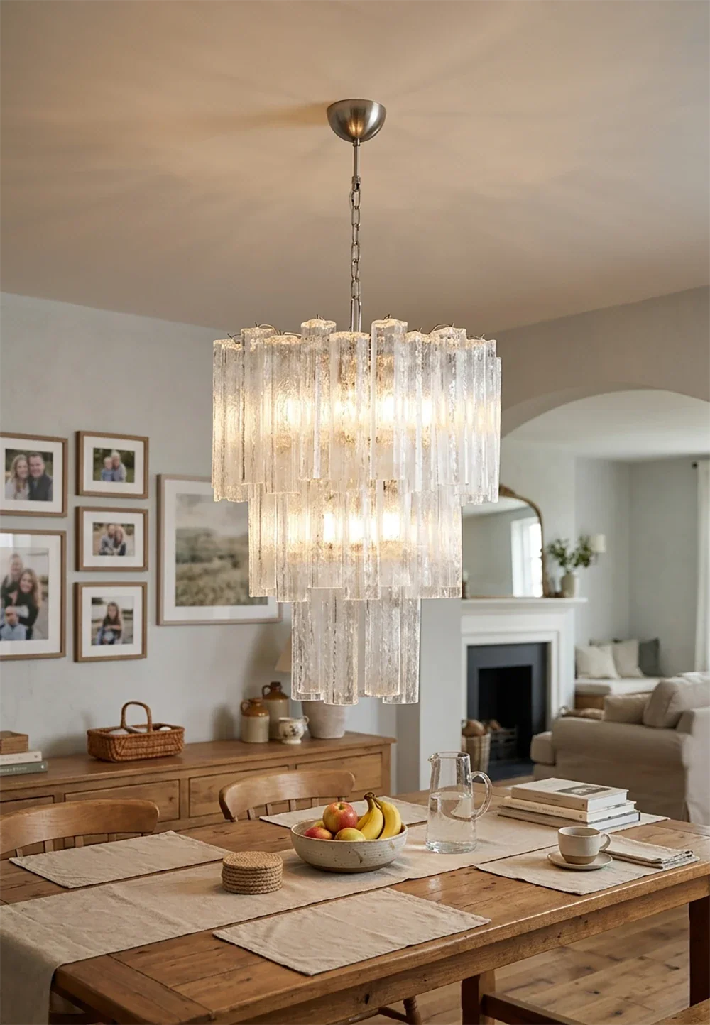 Elegant Transparent Murano Glass Tube Chandelier