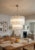Elegant Transparent Murano Glass Tube Chandelier