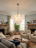 Elegant White Murano Disc Chandelier