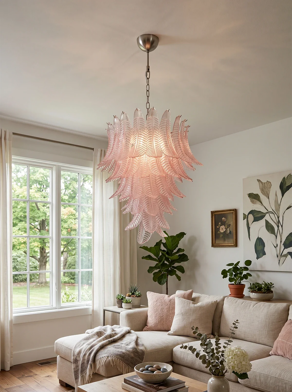Gorgeous Murano Felci Pink Glass Chandelier