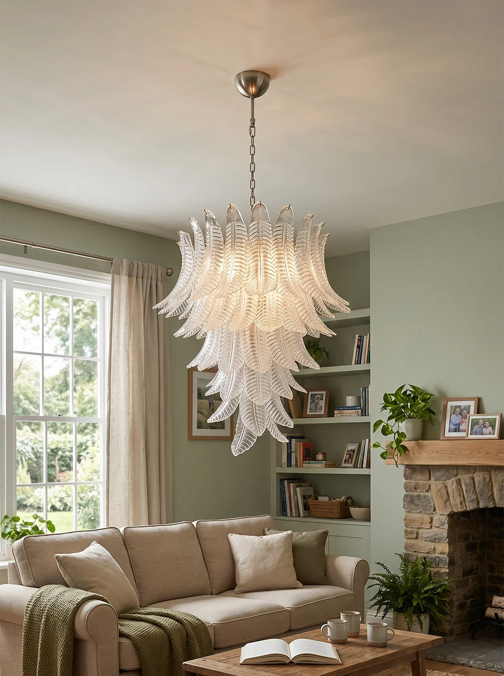 Gorgeous Murano Felci Transparent Glass Chandelier