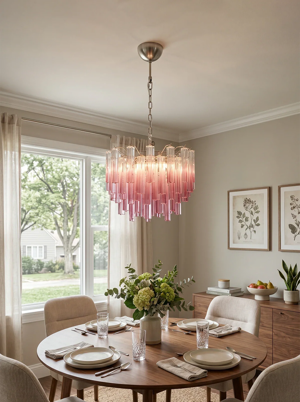 Gorgeous Murano Quadriedri Prisms Chandelier