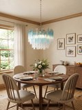 Gorgeous Murano Quadriedri Prisms Blue Chandelier