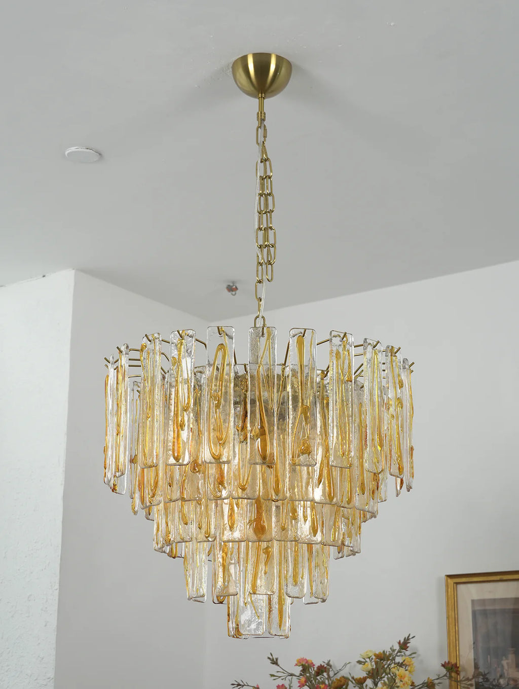 Honey Rectangular Glass Chandelier