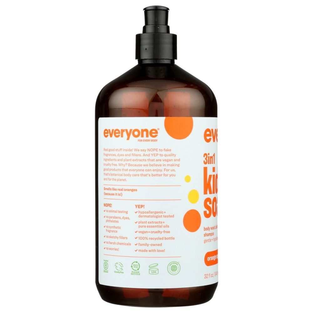 Everyone Orange Squeeze Kids 3in1 Soap - 32 oz - Gentle & Versatile