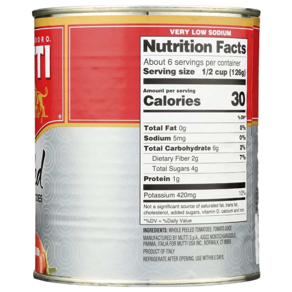 Mutti® Peeled Tomatoes - Whole 28 oz, Fleshy and Firm for Culinary Use