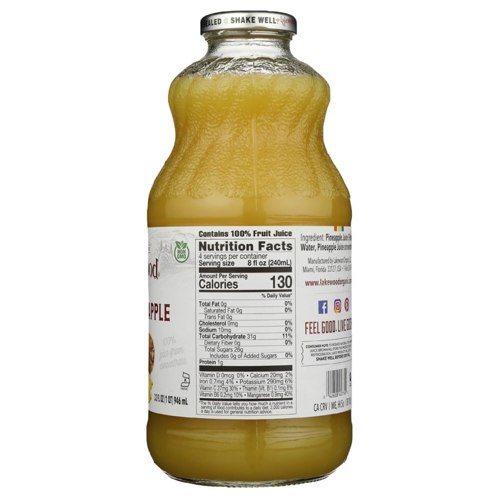 LAKEWOOD: Premium Pure Pineapple Juice, 32 fo