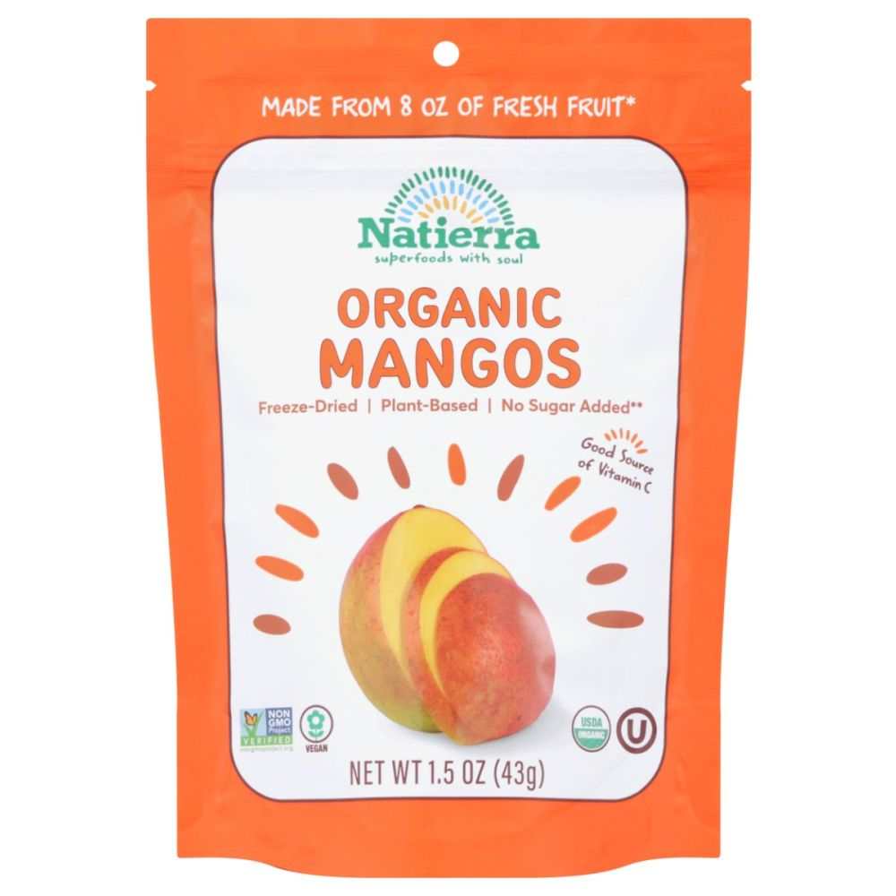 NATIERRA Freeze Dried Organic Mangos - 1.5 oz | Organic Healthy Snack