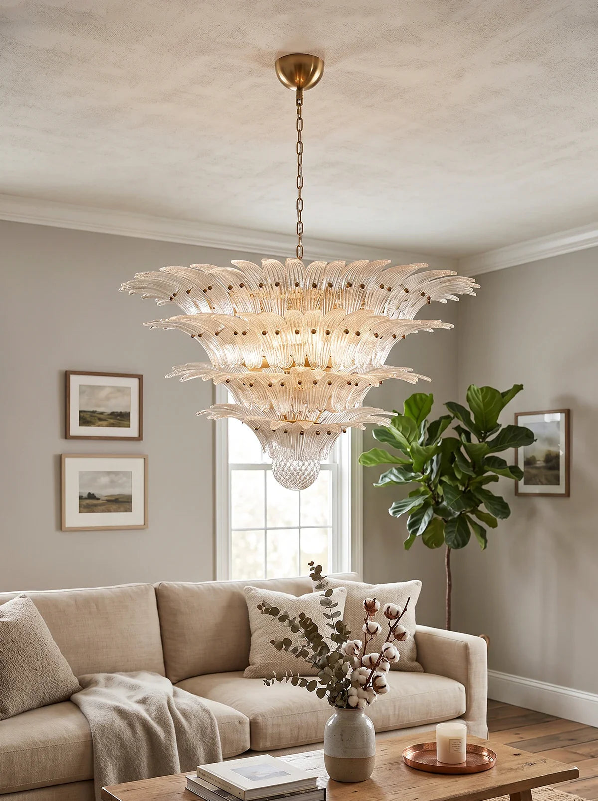 Murano Palmette Transparent Chandelier