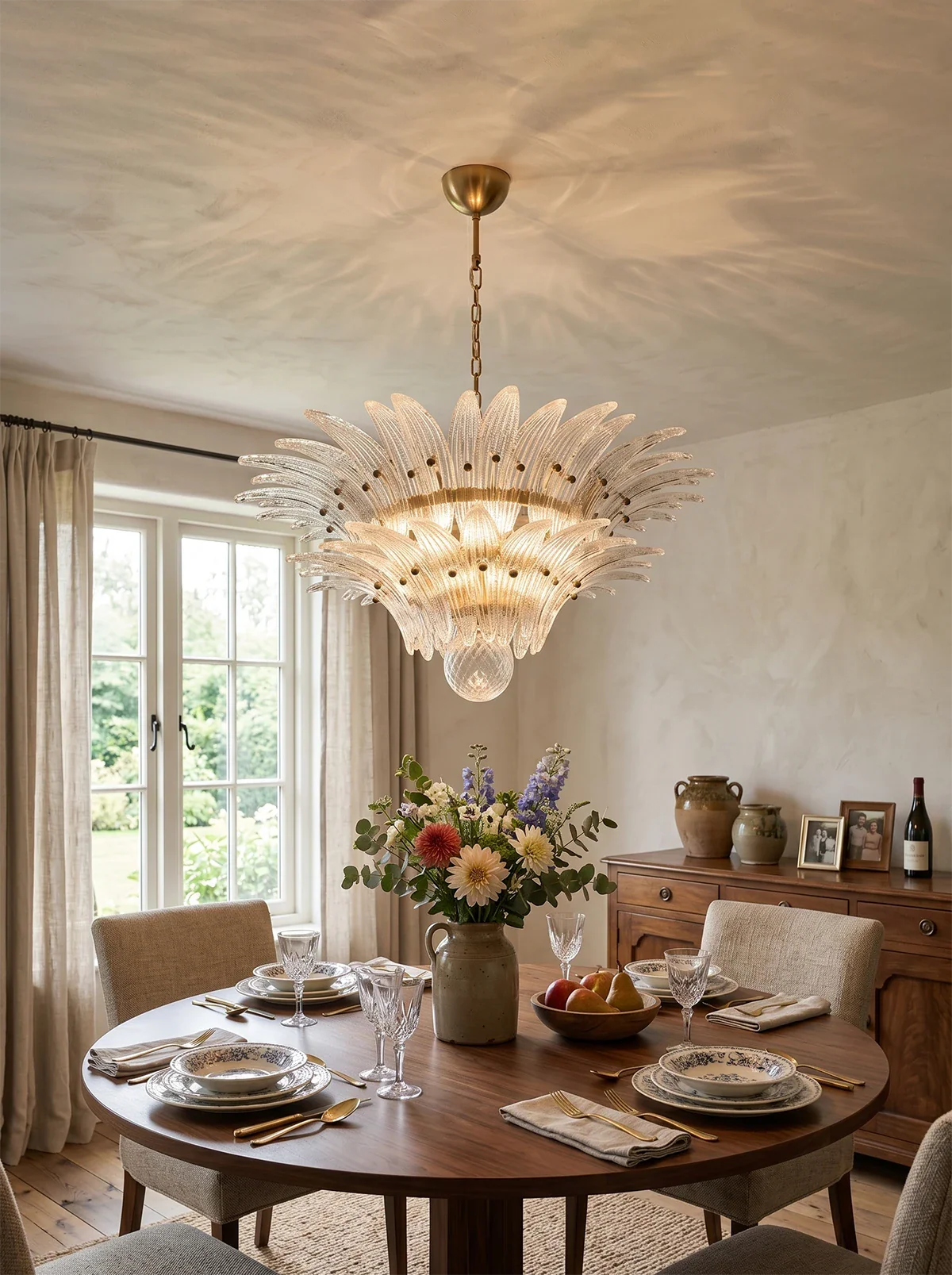 Murano Palmette Transparent Chandelier