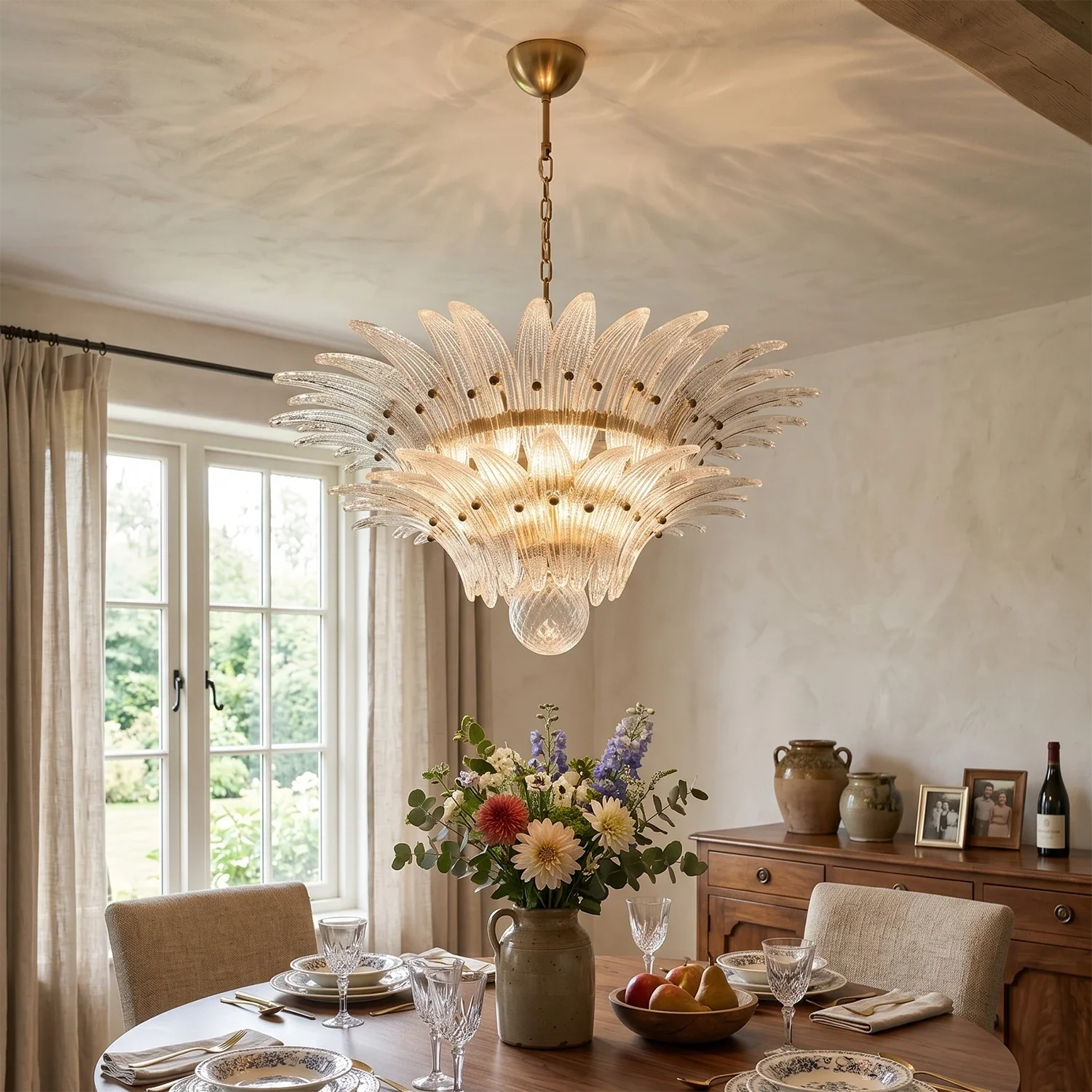 Murano Palmette Transparent Chandelier