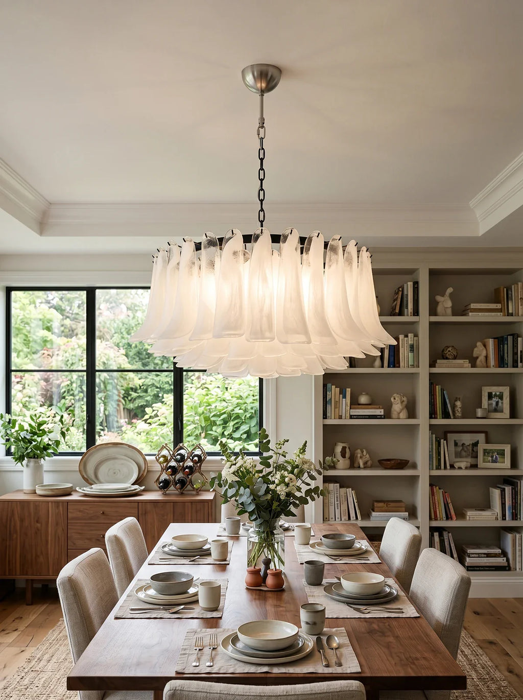 Murano Transparent Glass Petal Chandelier