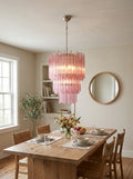 Murano Triedri Prisms Pink Chandelier