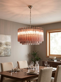 Murano Triedri Round Prisms Pink Chandelier
