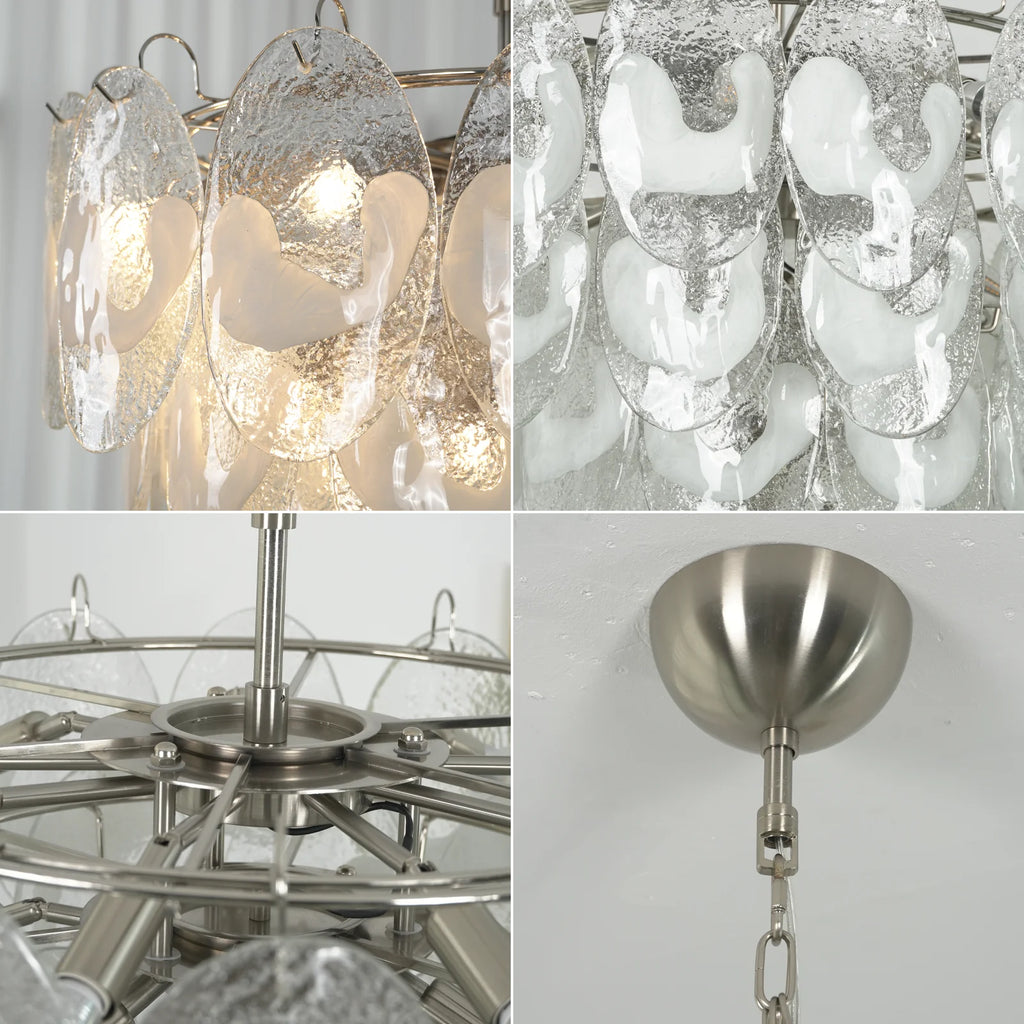 Oval Transparent Glass U Shape White Chandelier