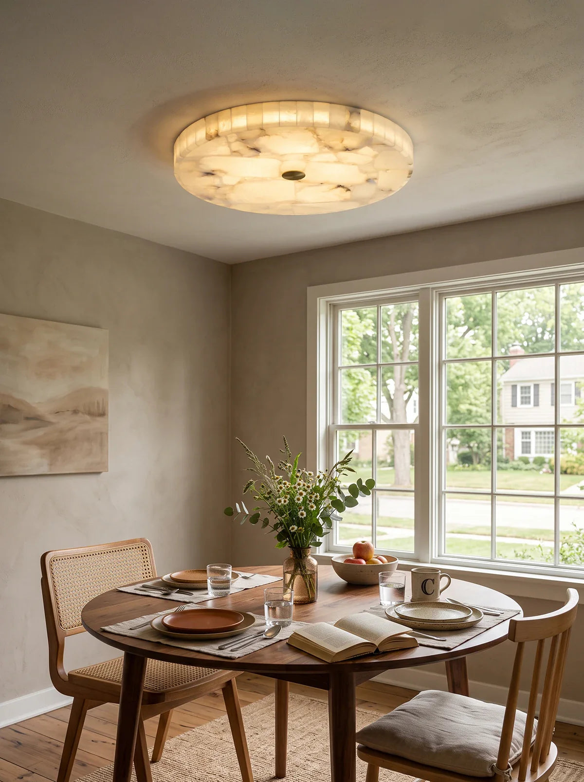 Alabaster Round Ceiling Lamp