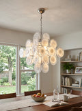 Round White Transparent Glass Disc Chandelier