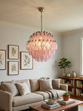 Spherical Poliedri Pink Glass Chandelier