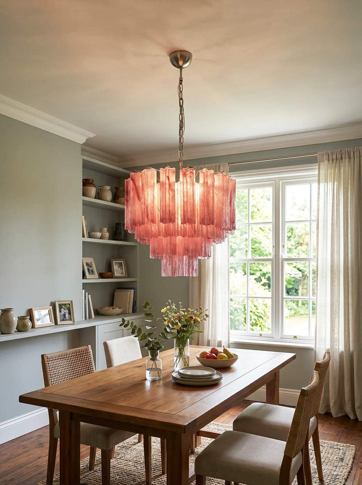 Star Shaped Tube Red Clouds Glass Chandelier