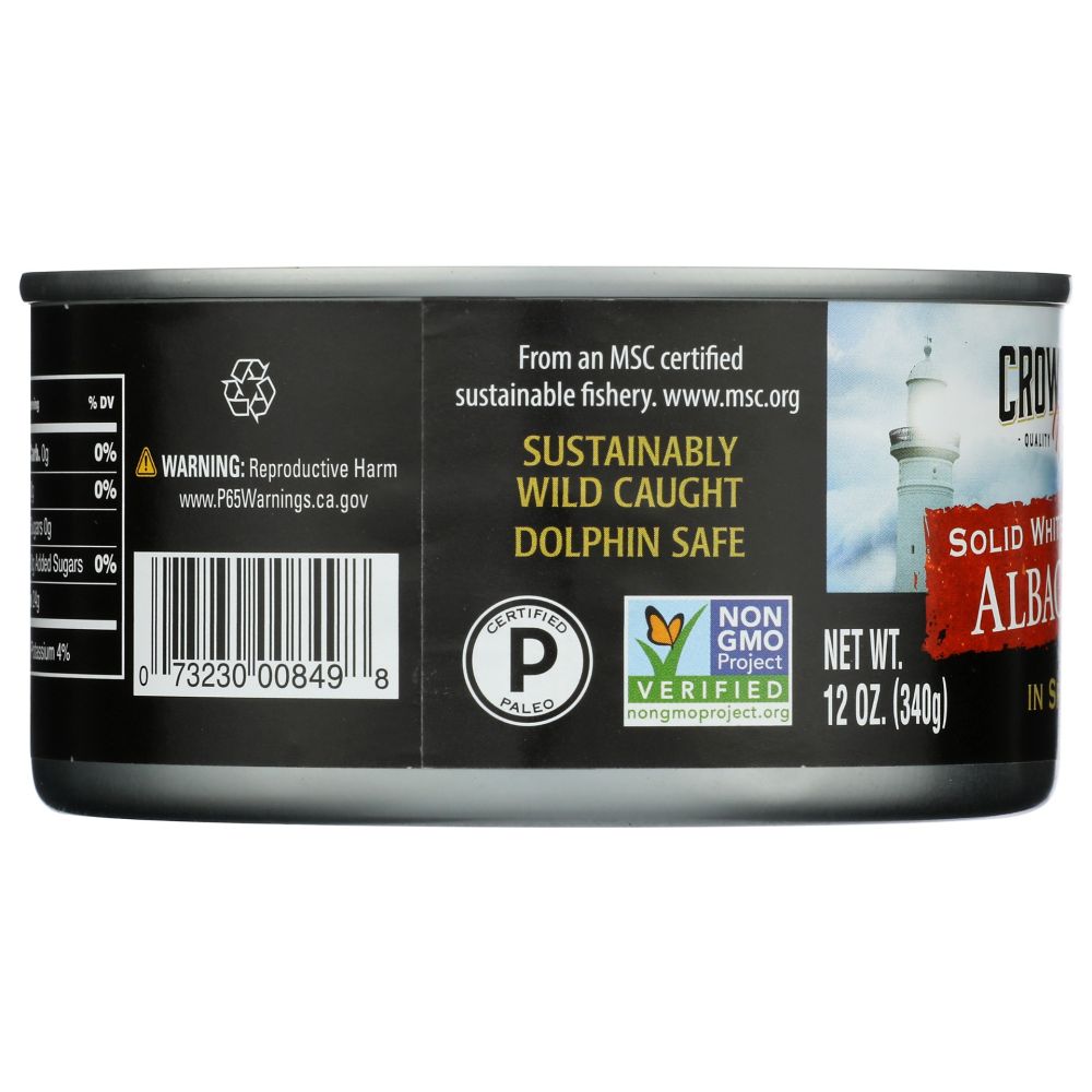 CROWN PRINCE: Solid White Albacore Tuna No Salt Added, 12 oz