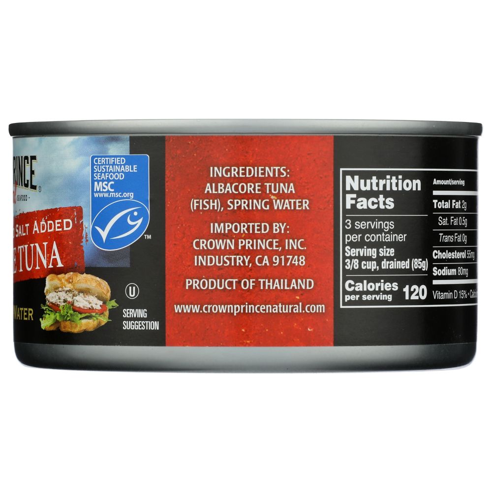 CROWN PRINCE: Solid White Albacore Tuna No Salt Added, 12 oz