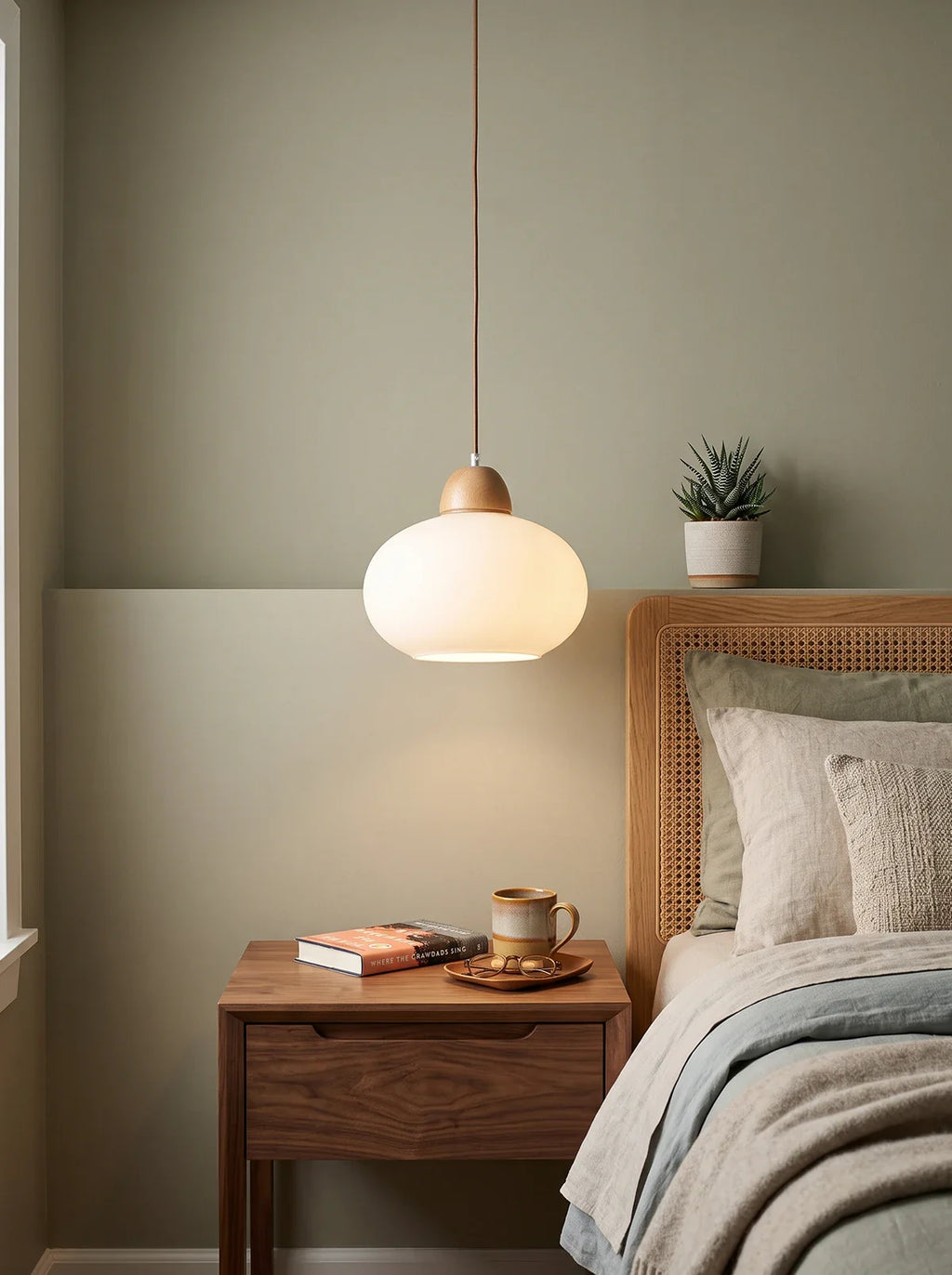 Traditional Japanese Glass Pendant Light