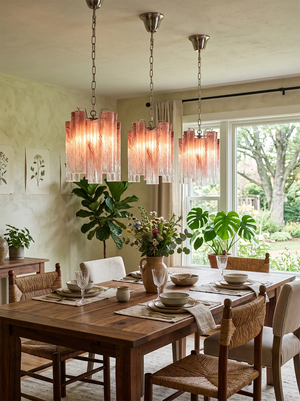 Vintage Gradient Red Murano Chandelier