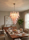 Vintage Pink Murano Glass Petals Chandelier