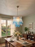 Vintage Murano Transparent Blue Glass Chandelier